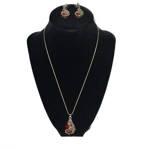 Ruby Gold Tone Fashion Jewelry Set